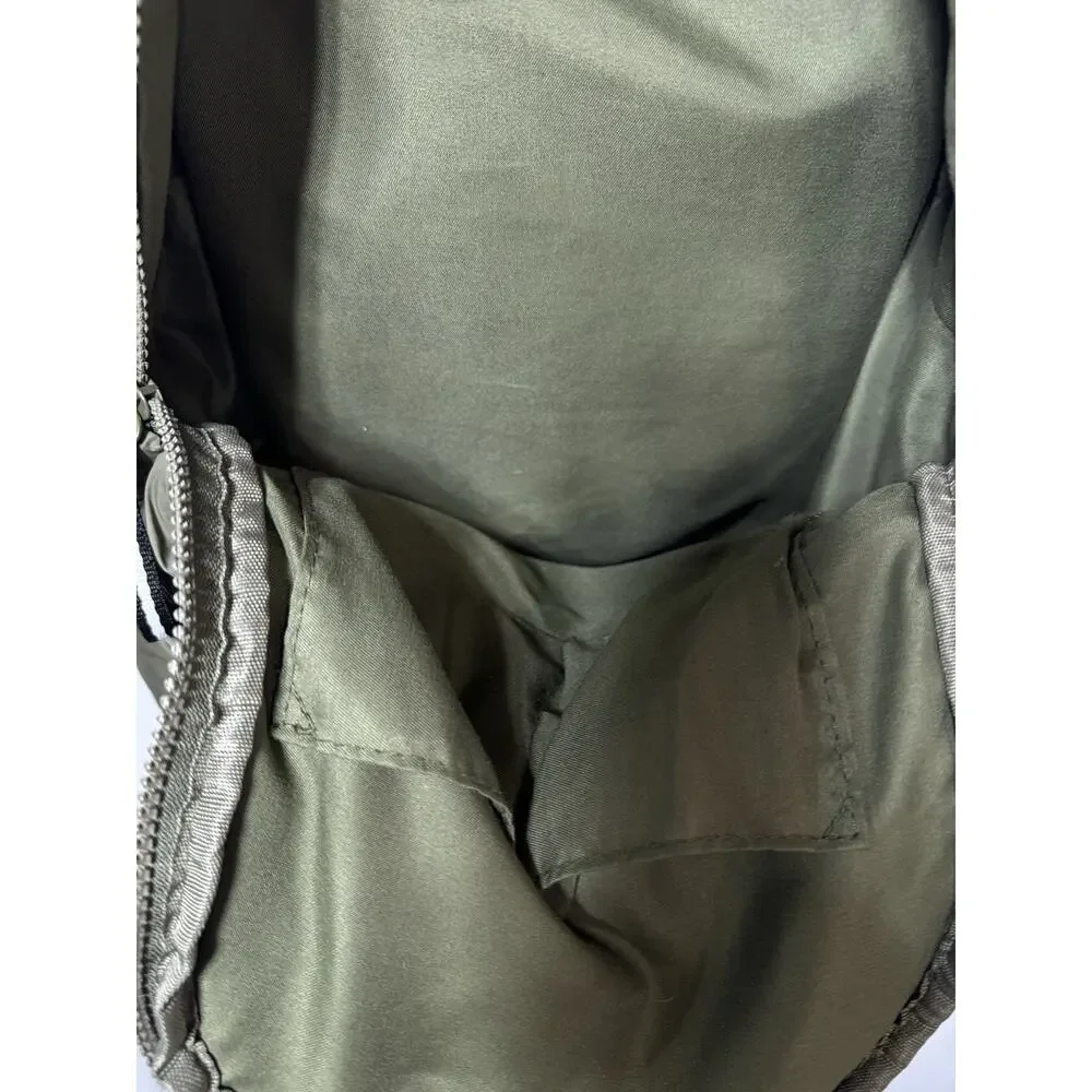 Bluzen Parachute Nylon Soft Backpack Olive Large Zipper Pockets